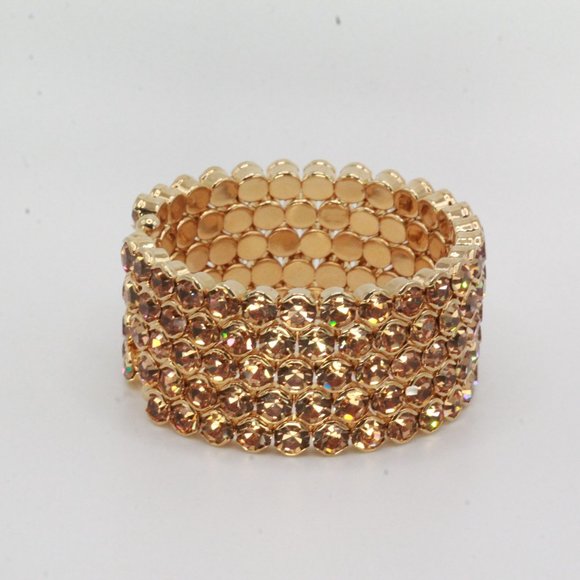CAROLINA HERRERA CH COUTURE DESIGNER AMBER RHINESTONES OPULENT BRACELET - Picture 2 of 6
